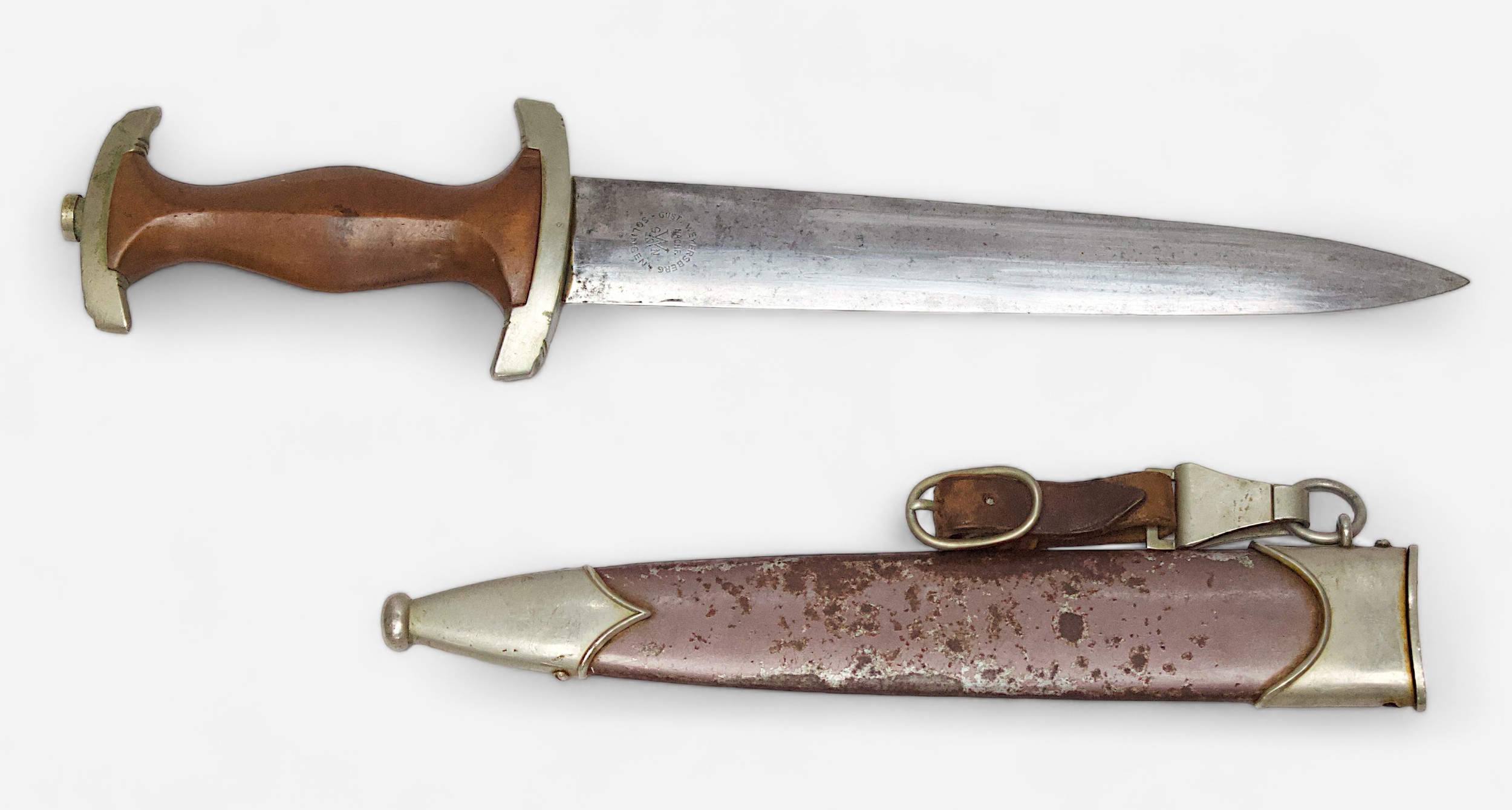 An early German WWII Third Reich SA dress dagger and scabbard, 1933 Patt., by Gust. Weyersberg - Image 2 of 2