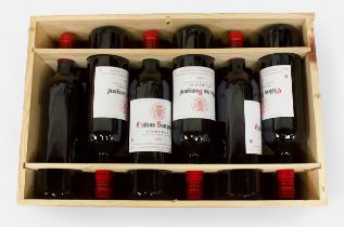 A case of twelve 75cl bottles of Chateau Bourgneuf Pomerol, Grand vin de Bordeaux, 2005 vintage, all