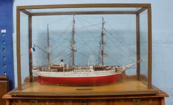 A kit-built scale model of the ‘Pourquoi - Pas'’ (Little Why Not'’) 1907, French steamboat, with
