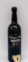 One bottle of Crofts Vintage Port, 1960, tear to label, level appears high shoulder.