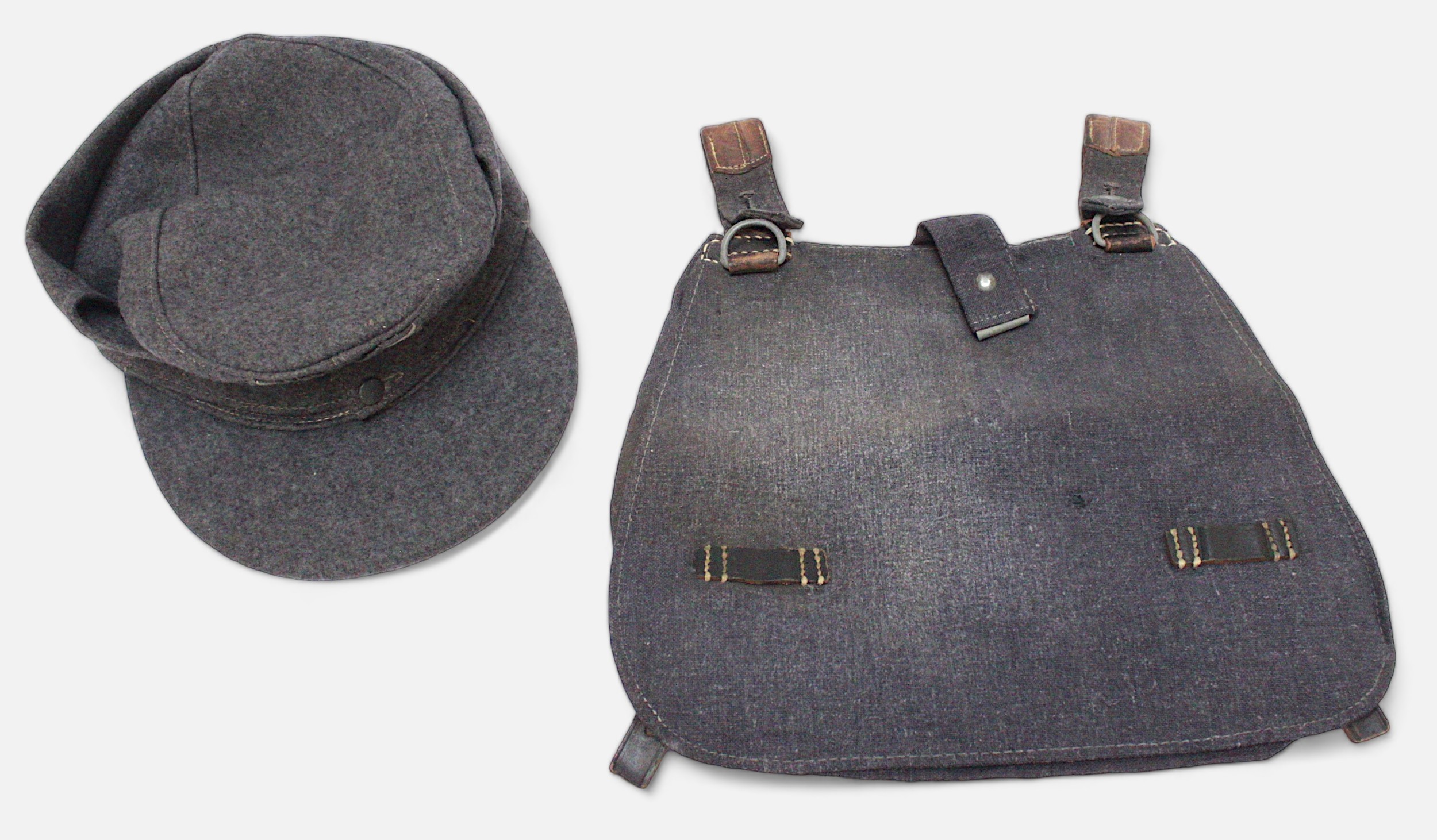 A WWII German Third Reich Luftwaffe Forage Cap, together with Luftwaffe canvas bread bag