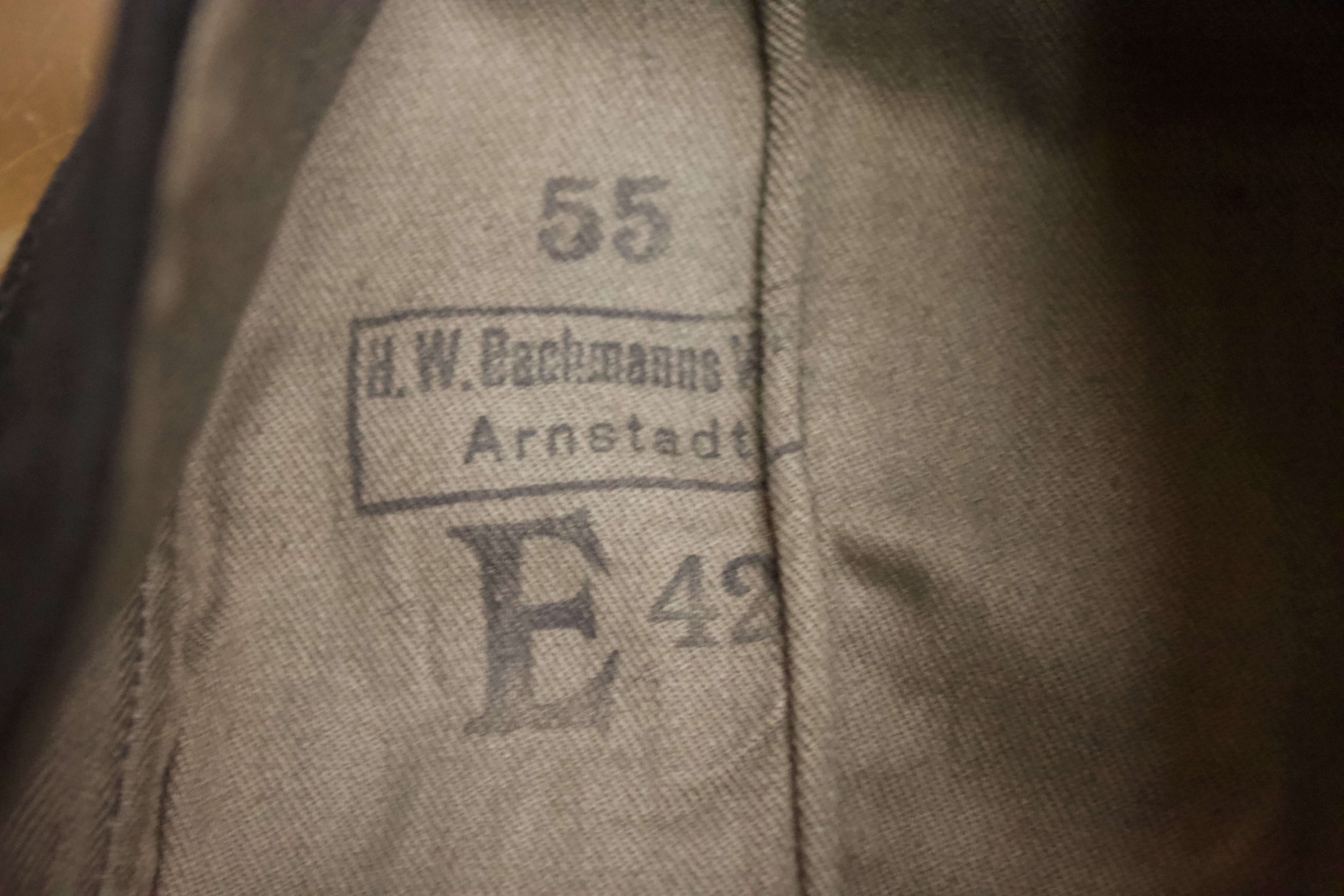 A German WWII Third Reich Heer Panzer M34/35 overseas NCO black wool garrison cap, maker’s stamp ‘ - Image 7 of 7