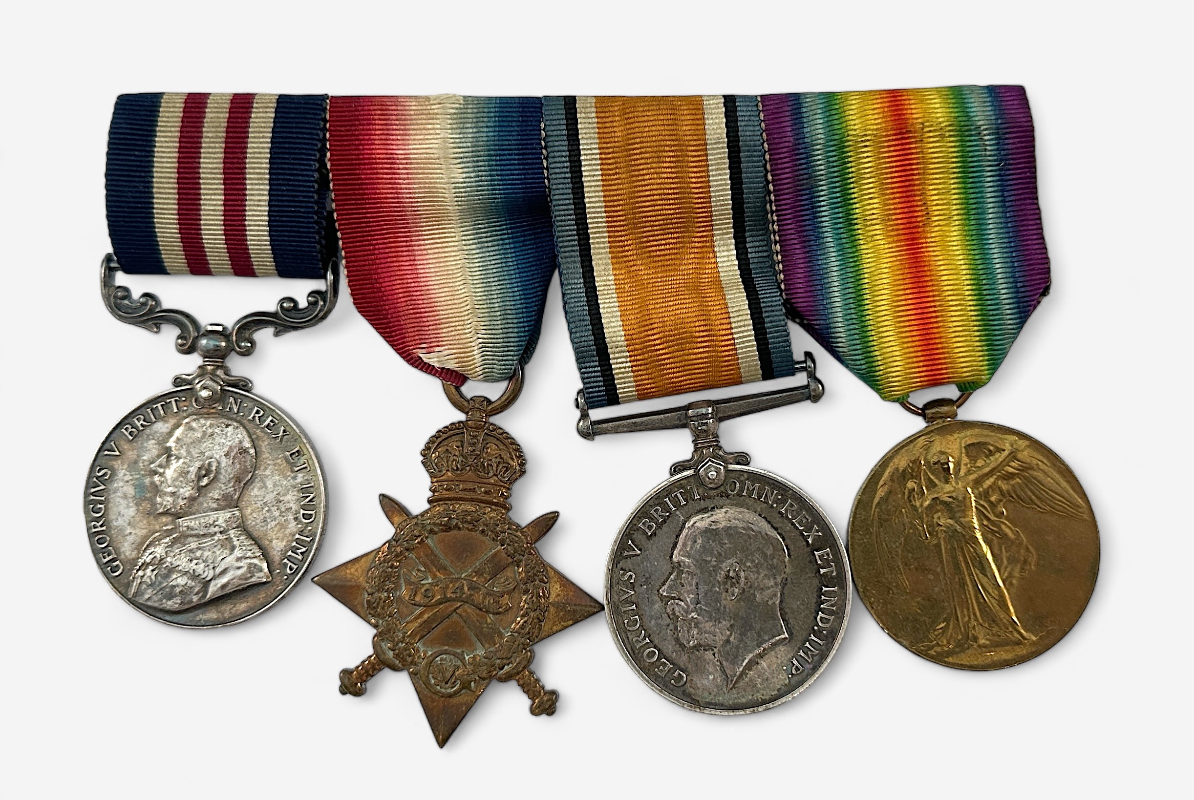 A WWI Military Medal group of four to M2-105228 Pte. A Phillips A.S.C. comprising MM, 1914-15