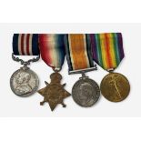 A WWI Military Medal group of four to M2-105228 Pte. A Phillips A.S.C. comprising MM, 1914-15