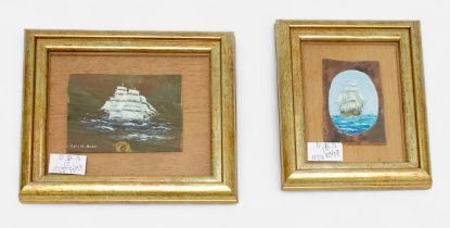 Colin M. Baxter (b.1963), A small oval painting of HMS Victory in full sail, signed, oil on a