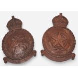 Two carved wooden wall hanging squadron badges, one for the Royal Air Force Army Co-operation