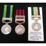 Three various India General Service medals, comprising Queen Victoria 1854 IGSM with Burma 1885-7