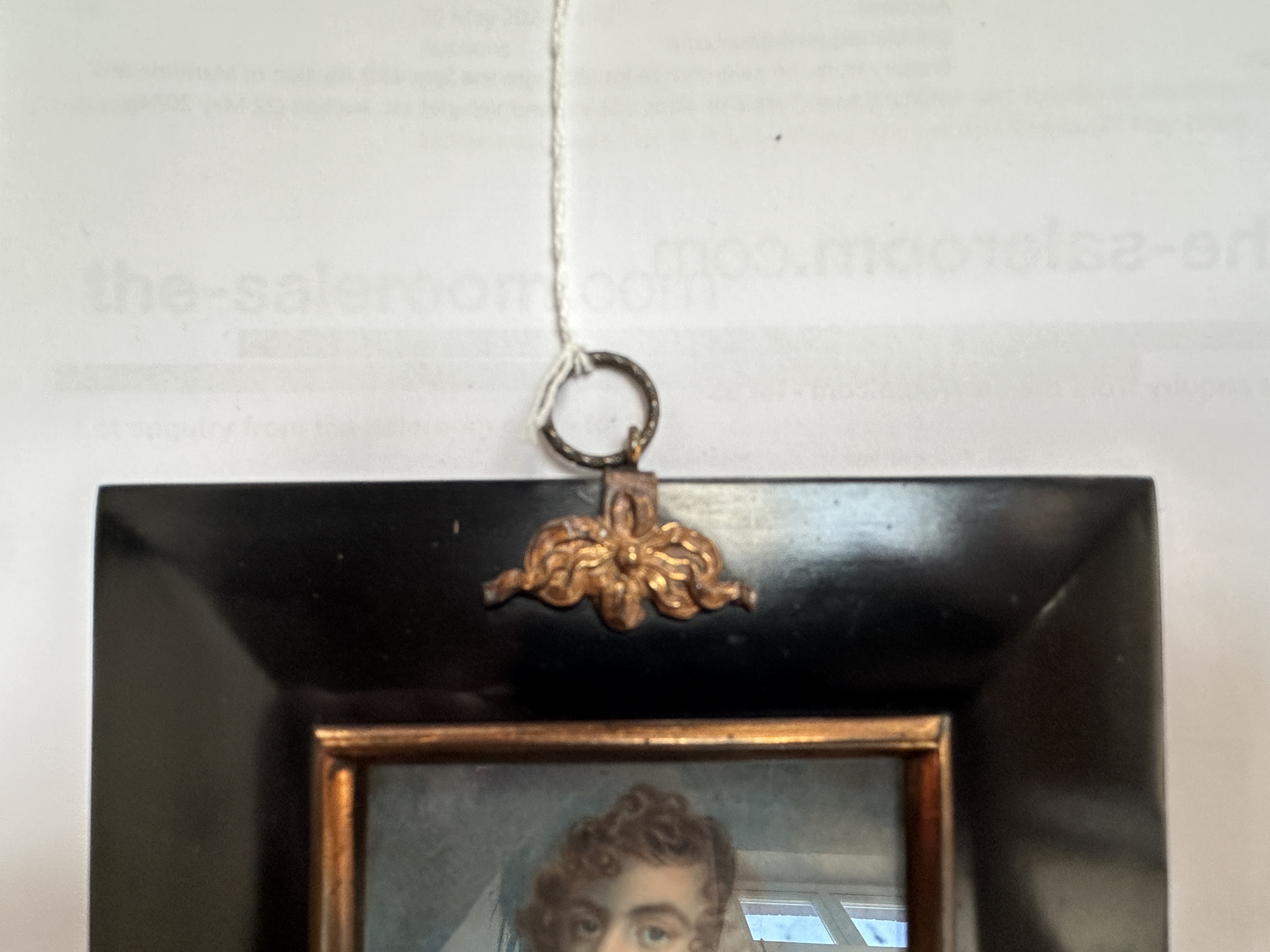 A Mid-19th century portrait miniature of a Naval Commander or Captain, with long curly brown hair - Image 5 of 7