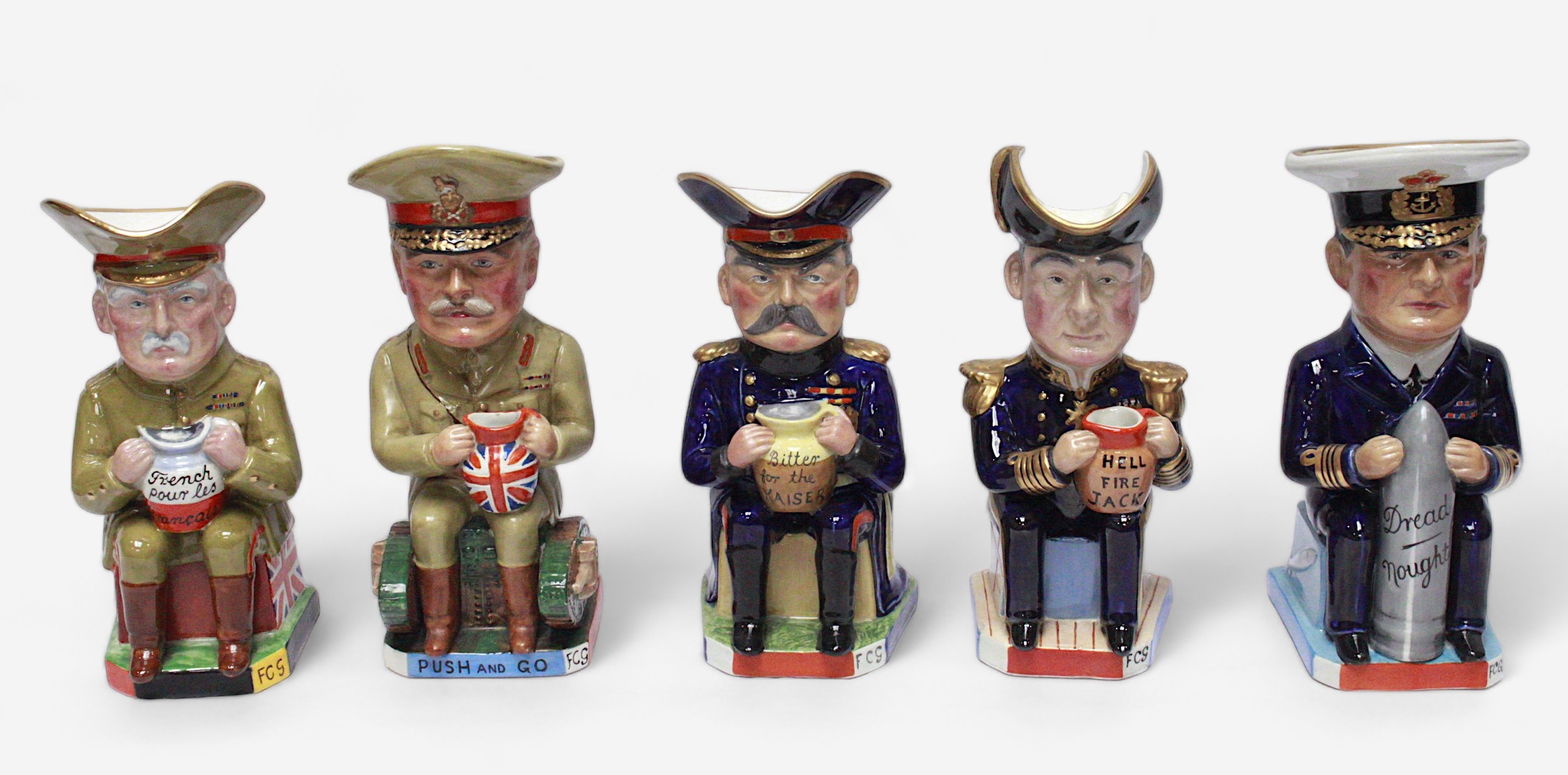 A complete set of eleven Wilkinson Royal Staffordshire pottery Toby Jugs depicting Allied war - Image 3 of 4