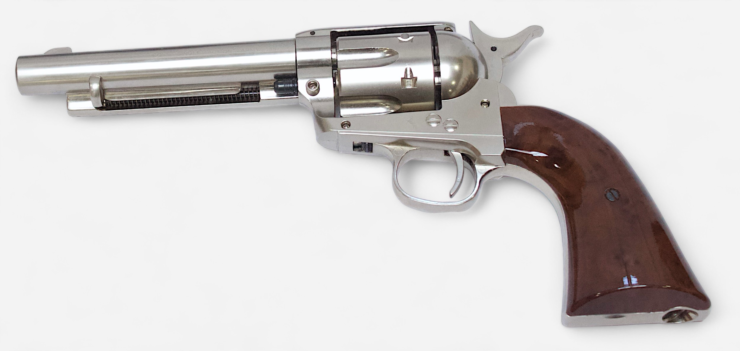 A Colt SAA. 45 CO2 Revolver, with nickel finish and wood effect grip. Calibre .177 pellet, in - Image 3 of 4