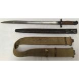An SMLE Enfield 1913 Pattern bayonet, 17-inch single edged steel blade with fuller, ricasso