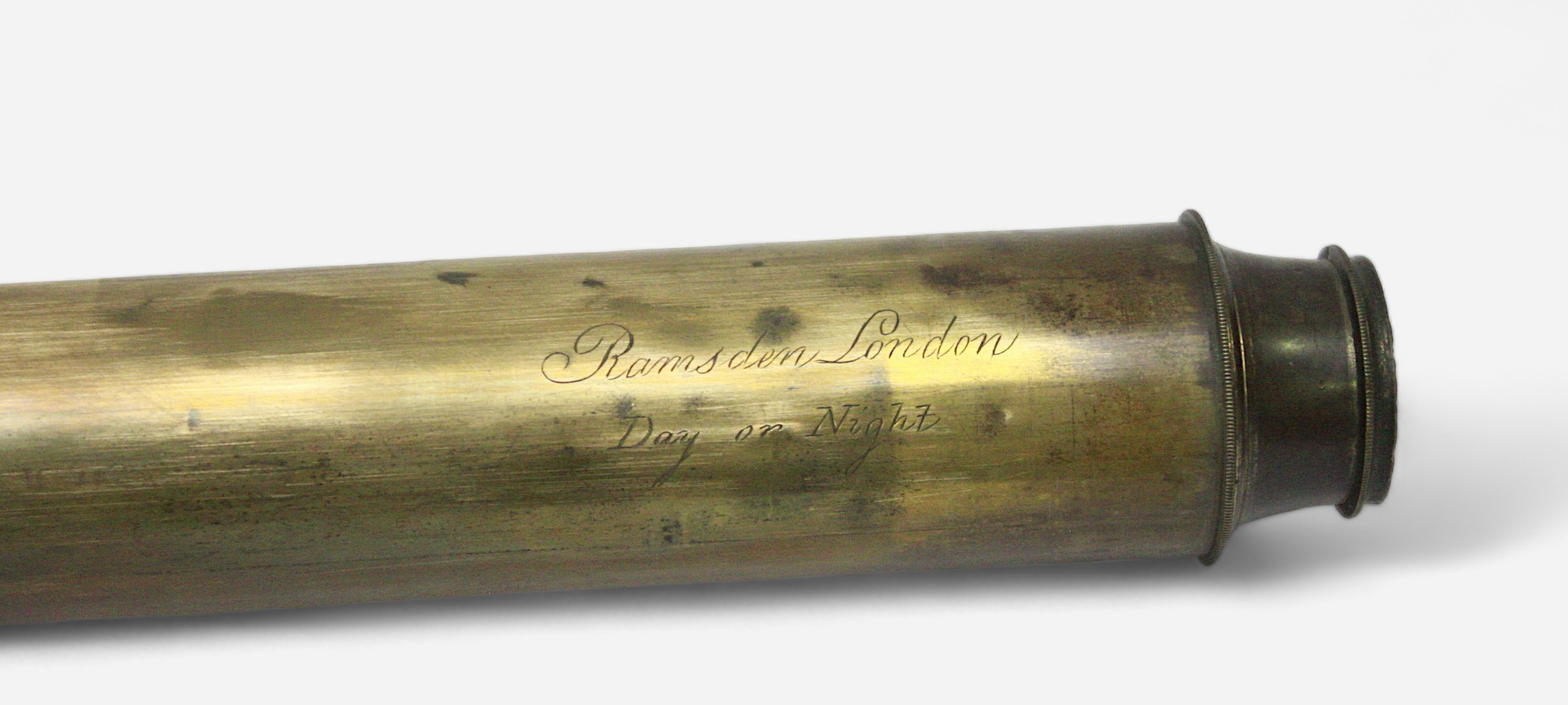 A George III brass single-draw telescope by Jesse Ramsden, London, with shuttered eyepiece and - Image 3 of 3