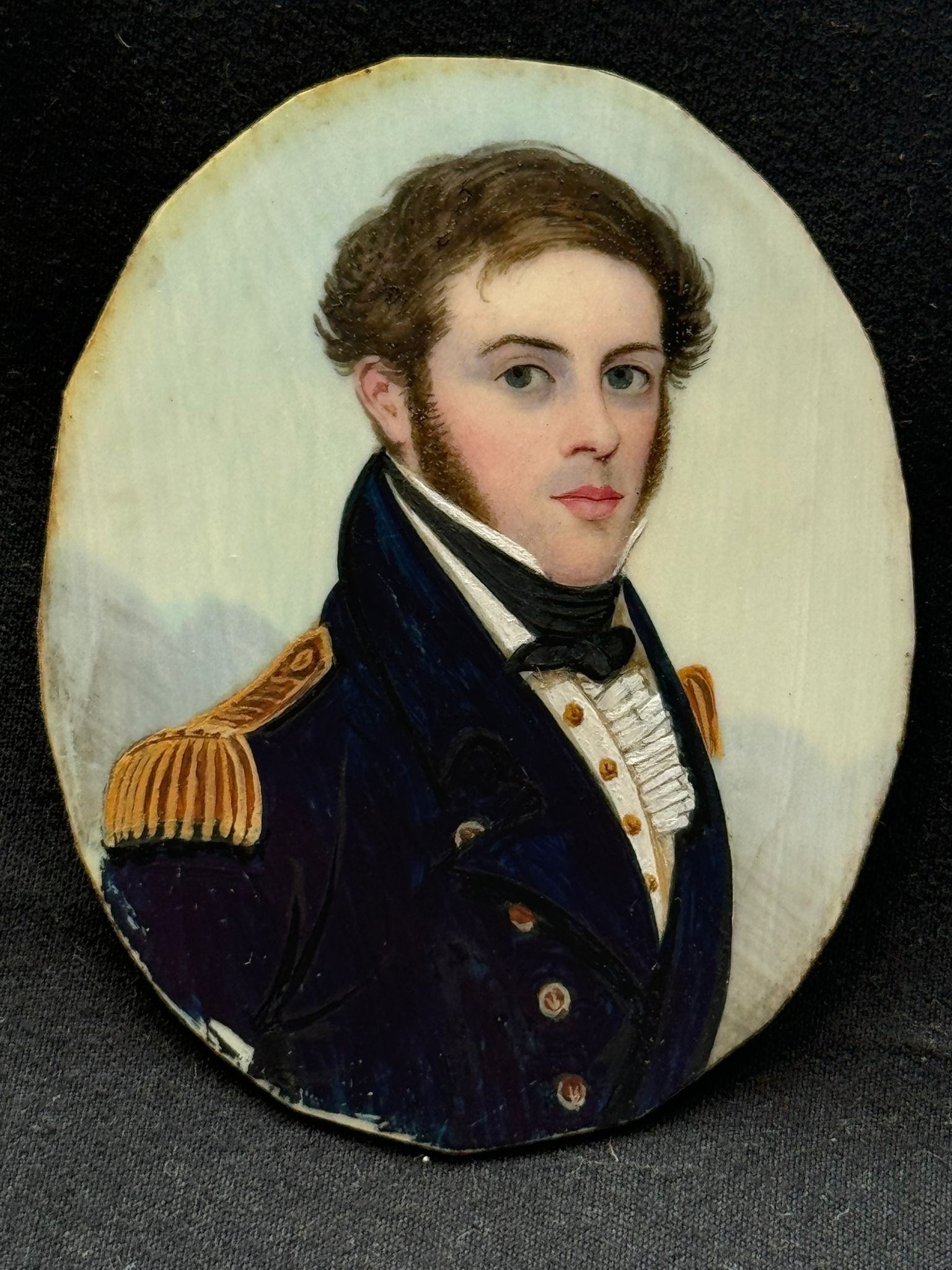 Attributed to Frederick Buck (1771 – c1839/40), A 19th century oval portrait miniature of a Naval - Bild 2 aus 6