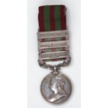 A QUEEN VICTORIA INDIA MEDAL 1896, with clasps for Relief of Chitral 1895, Punjab Frontier 1897-98