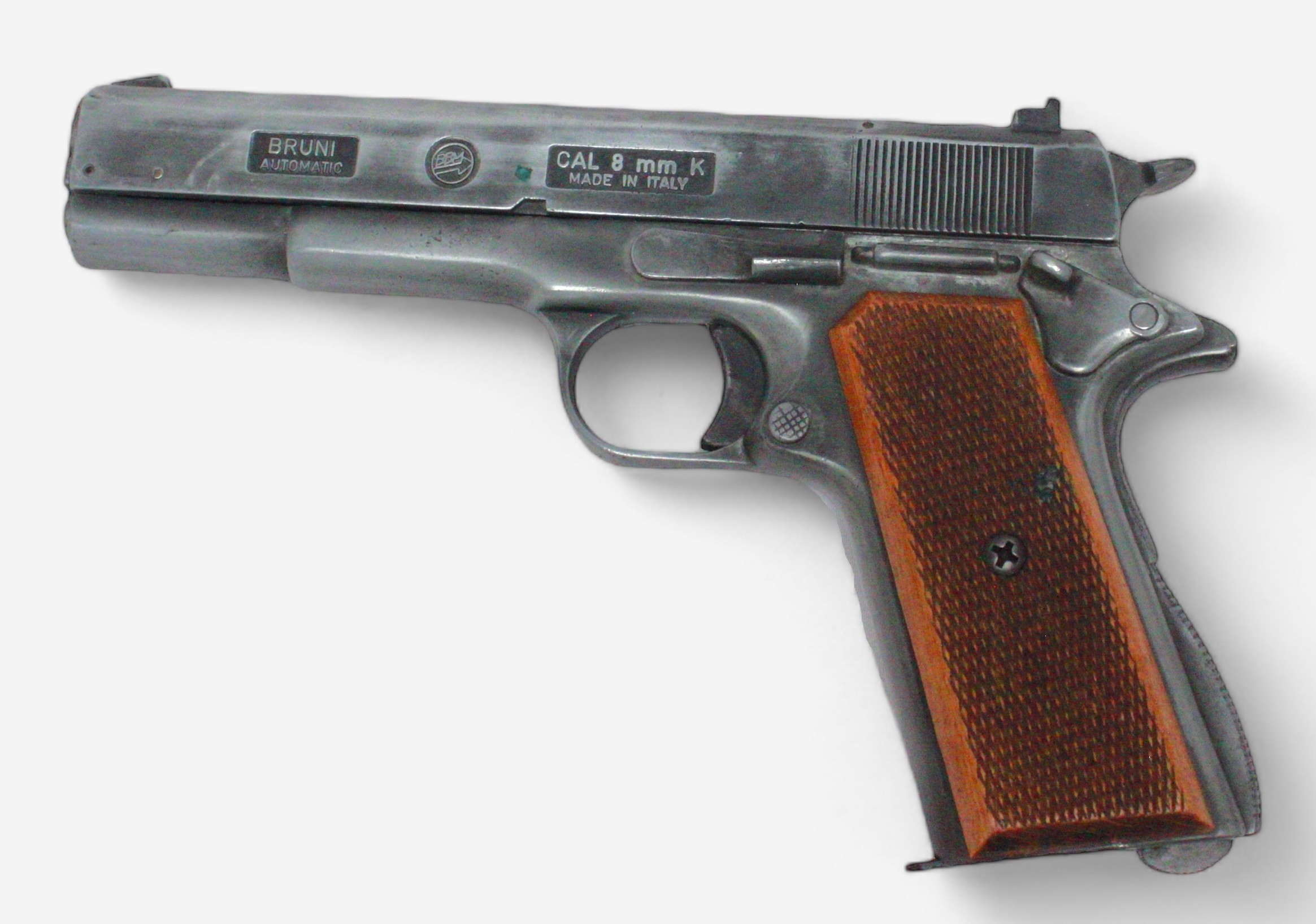 An early 20th century brown leather holster for a Belgian pistol, modern blank-firing replica - Bild 3 aus 3