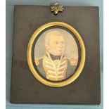 A mid-19th century oval head and shoulders portrait miniature of a Royal Navy Vice Admiral, with