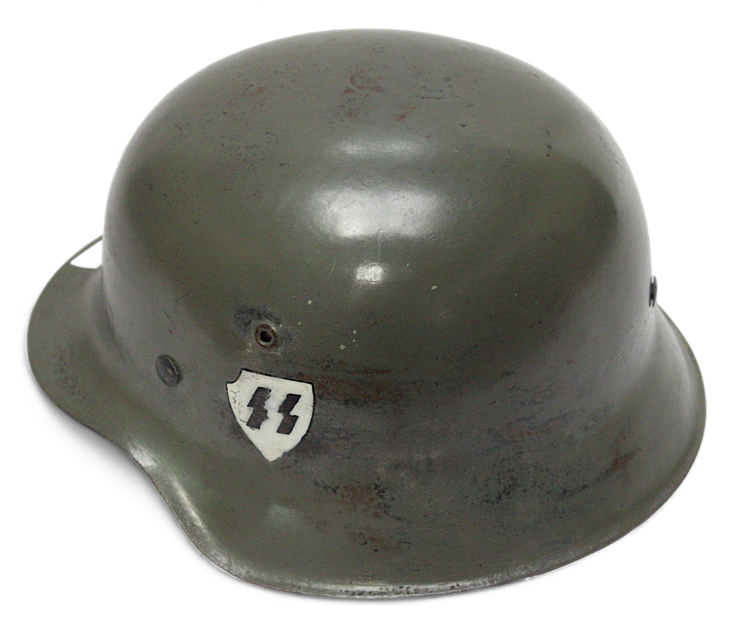 A WW2 German Third Reich M42 helmet, with nine tongue leather liner, stamped numbers inside - Image 2 of 3