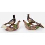 Two ceramic liqueur decanters made and bottled by Garnier, both modelled as pheasants perched on a