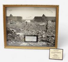 A monochrome photograph, presented by Sir Barnes Wallis, of the Möhne Dam on the 17th May 1943,