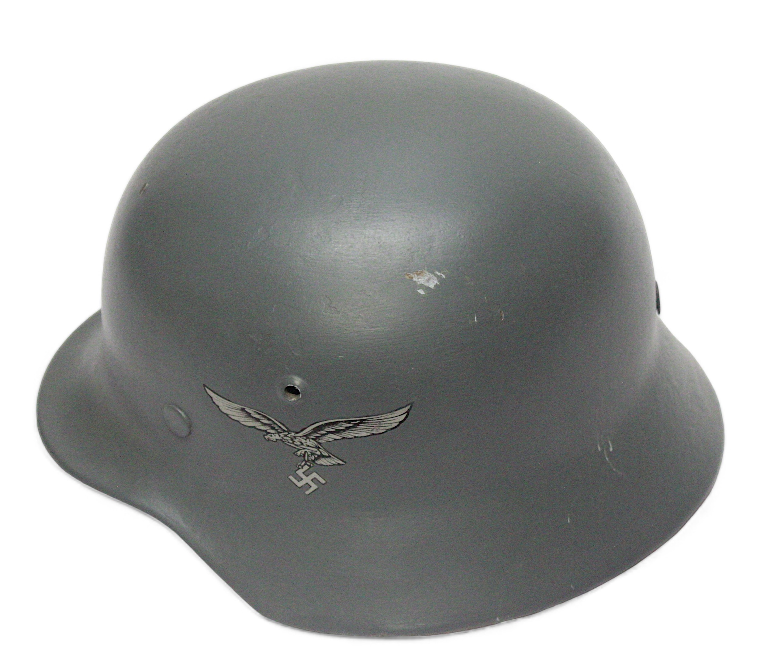 A WW2 German Third Reich M35 Heer helmet, stamped EF62/ 801, 8-tongue leather liner stamped '55,' - Image 2 of 4
