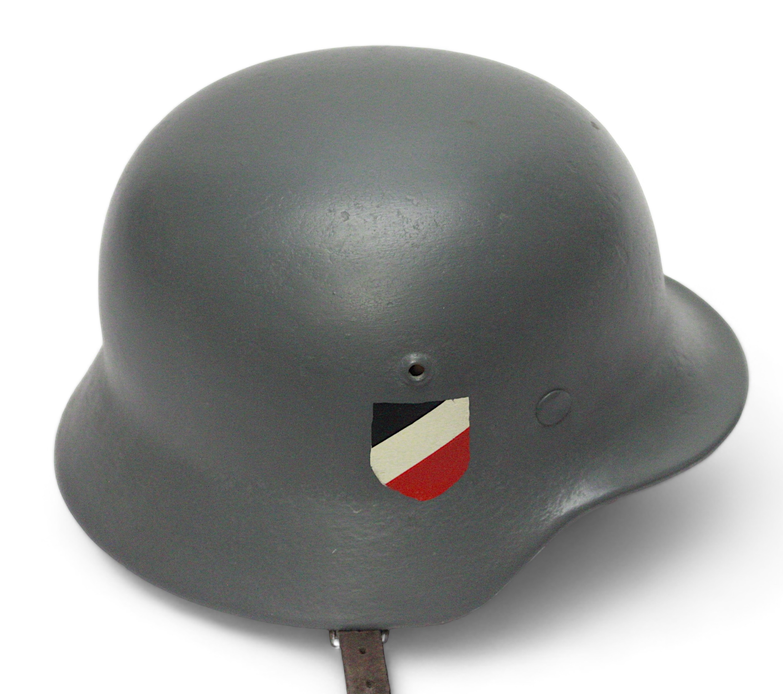 A WW2 German Third Reich M35 Heer helmet, stamped EF62/ 801, 8-tongue leather liner stamped '55,' - Image 3 of 4