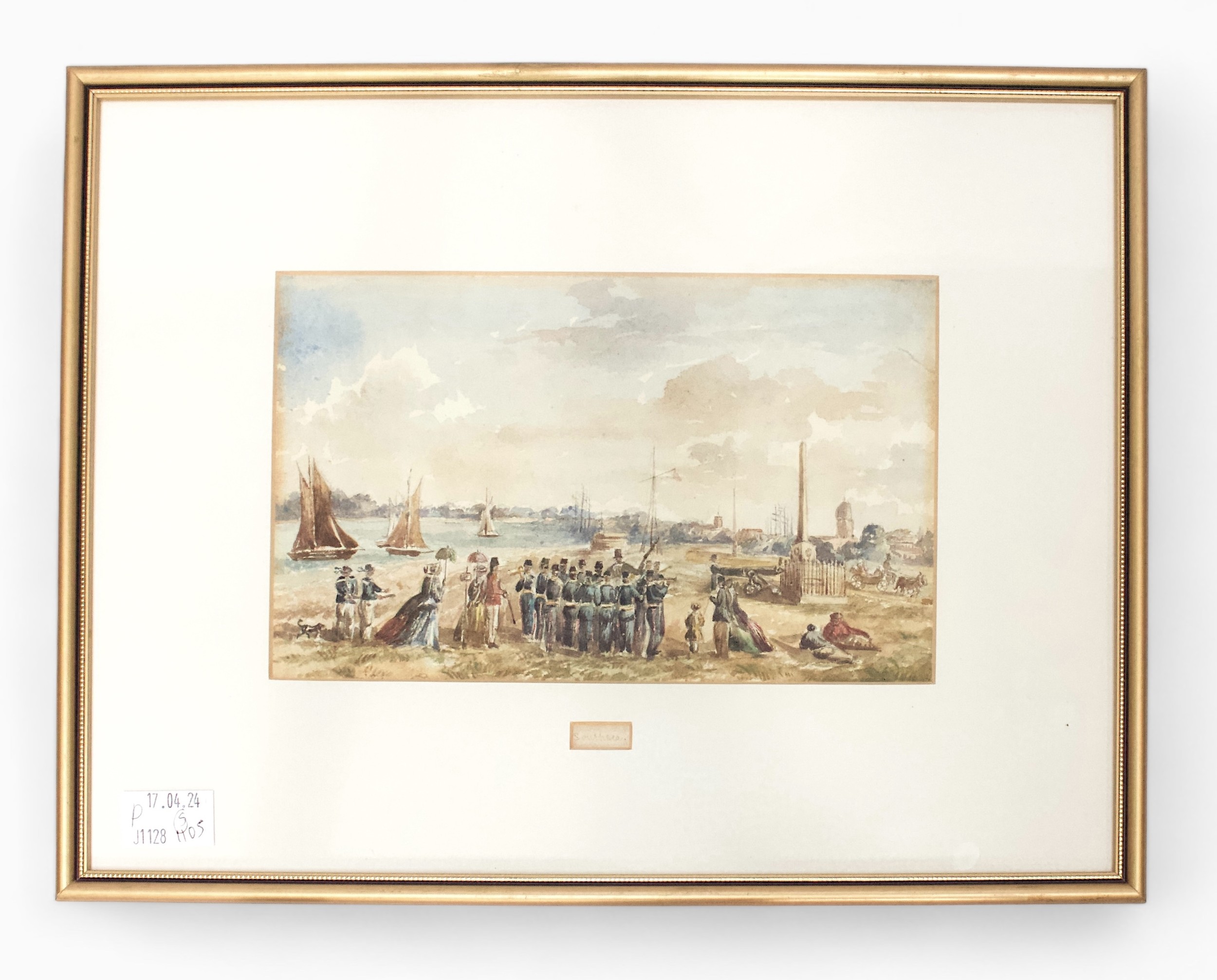 19th Century English School. Five watercolours of Naval Personnel drilling in Southsea and around - Image 2 of 6