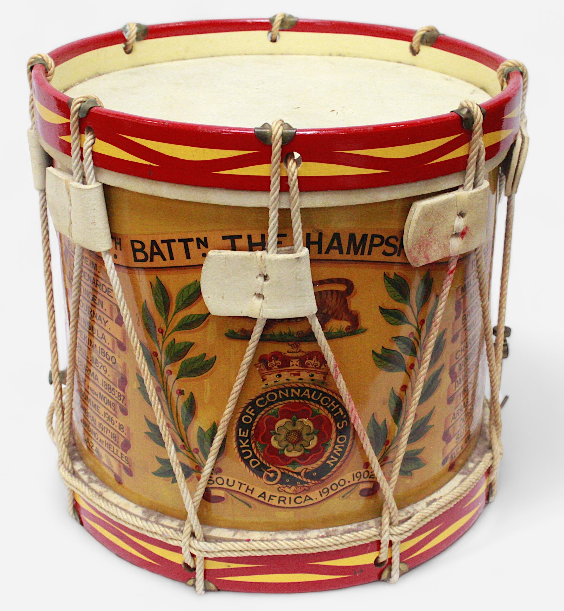 An early 20th century Regimental Side Drum made by H.Potter & Co, decorated to 'Duke of Connaugt's