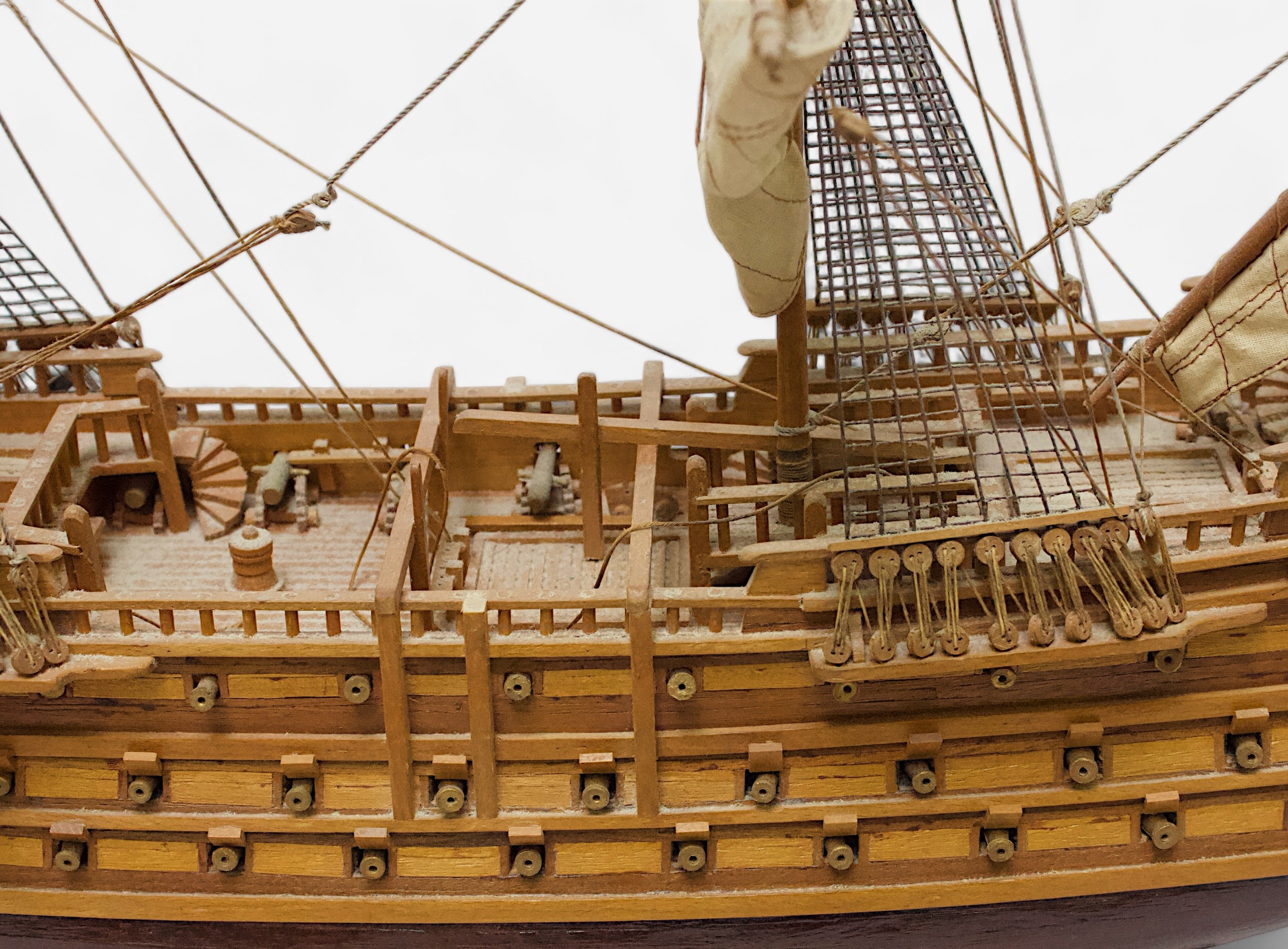 A hand-made wooden static model of a 17th Cenrtury three-mast ship, Santisima Trinidad, c1790, - Image 4 of 5