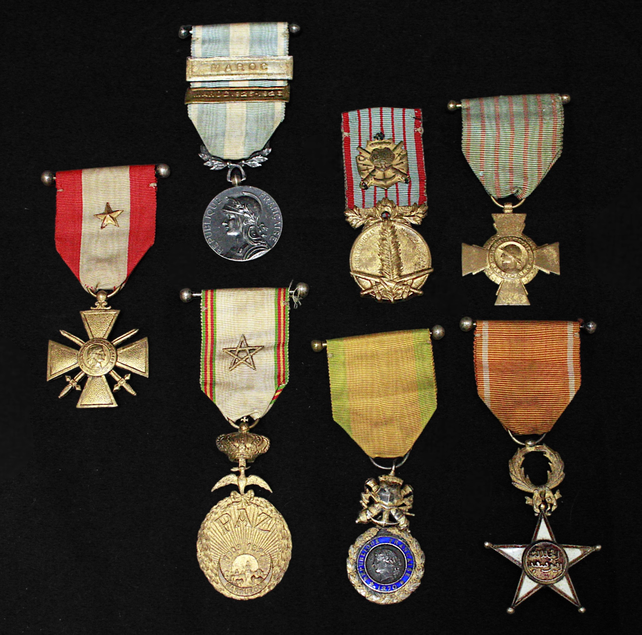 Seven French/Eurpoean Medals for North African/Middle East, including Moroccan order of Ouissam