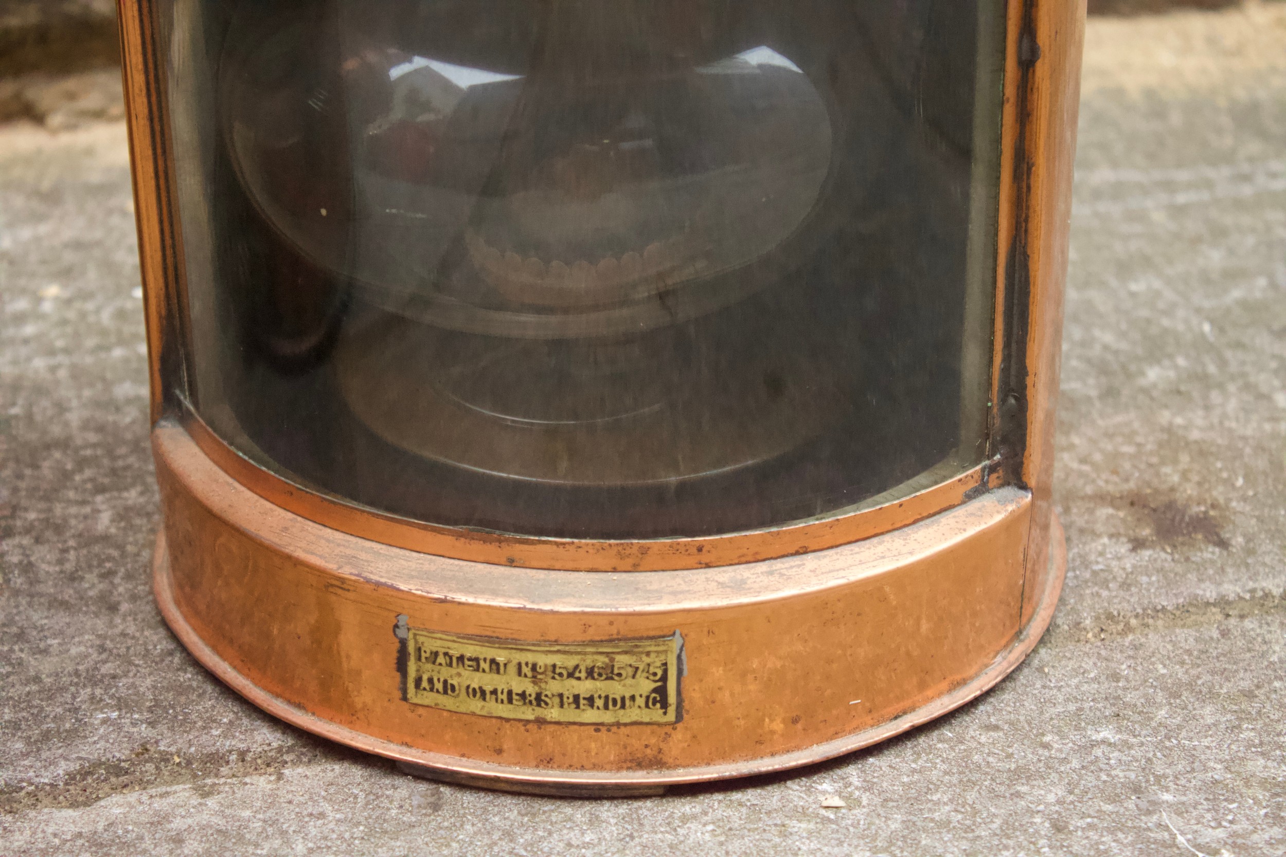 A Meteorite copper and brass ships oil lantern, with metal plaque numbered 116479, together with - Image 4 of 4