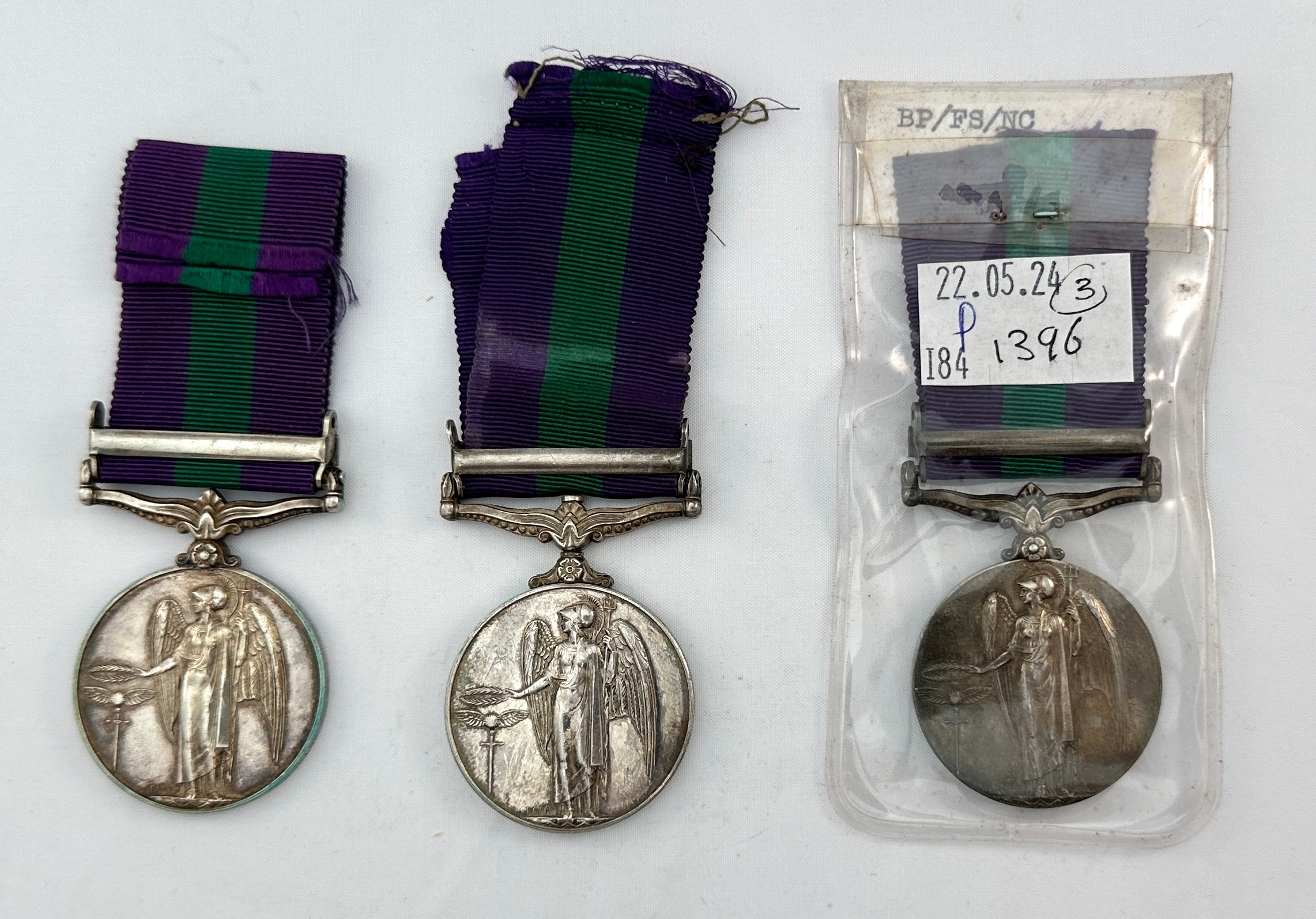 Three various British monarch's General Service Medals 1918-1962, George V with Iraq Clasp to - Image 2 of 2