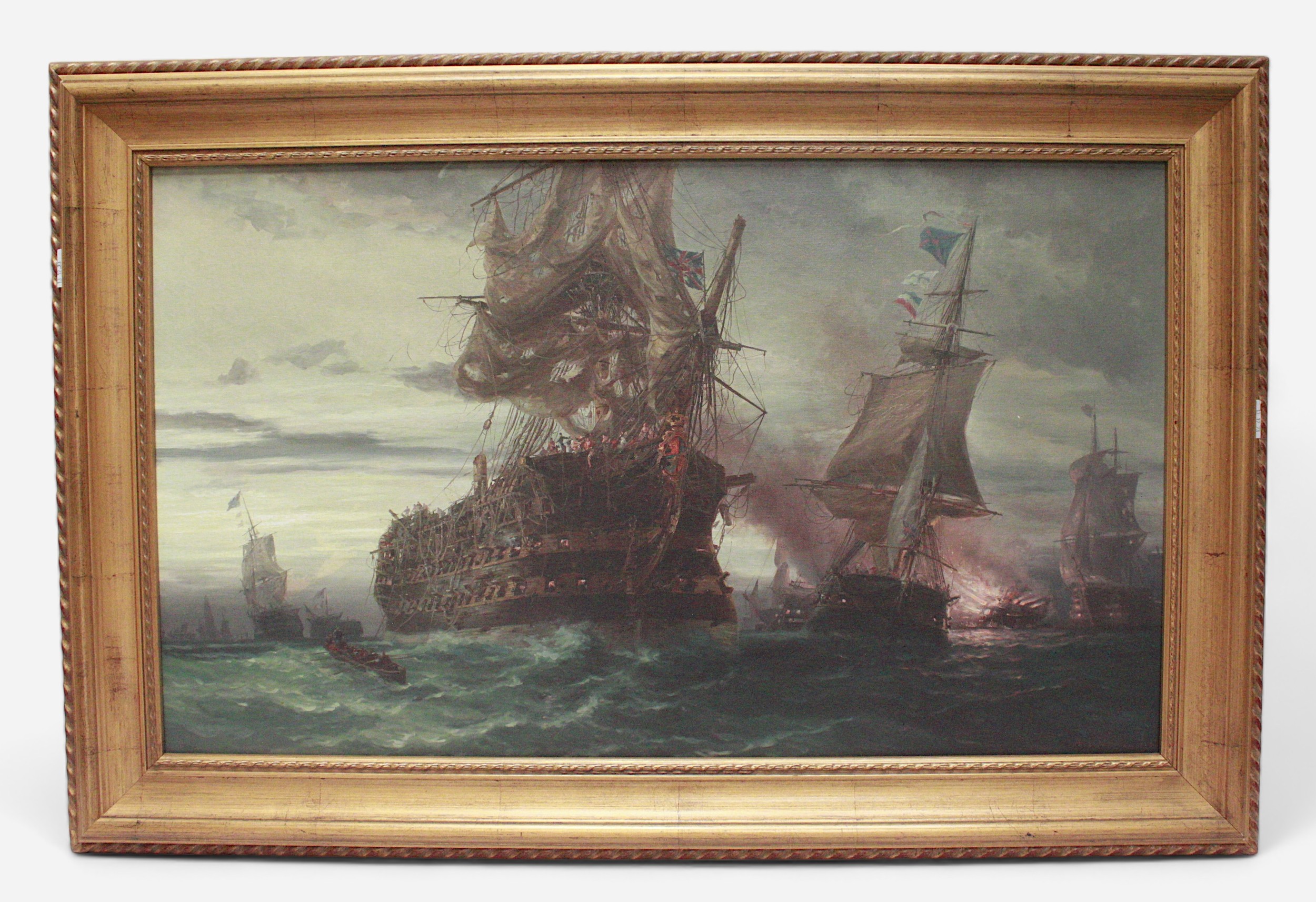 After Auguste Ballin. Two various action scenes from the Battle of Trafalgar, modern Giclee colour - Image 3 of 3