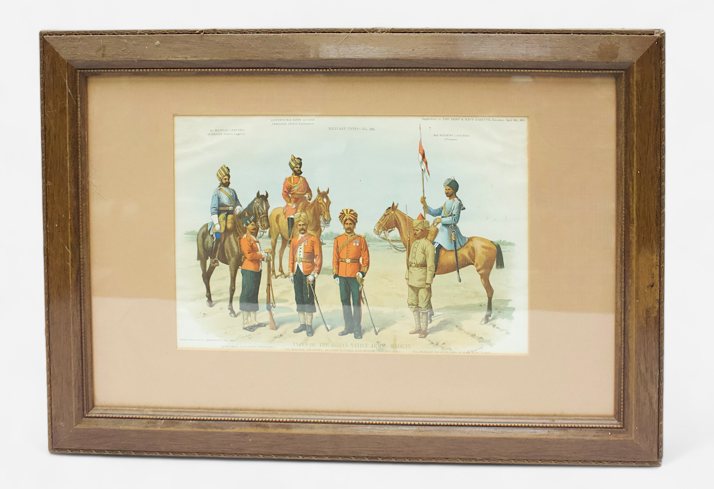 Five various prints, comprising 2x 'Types of The Indian Native Army, from the Army & Navy Gazette, - Image 2 of 5