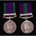 A Queen's Own Highlanders GSM pair to '23510038 PTE. R.G. MUIR Q. O. HLDRS.' comprising 1918-1962