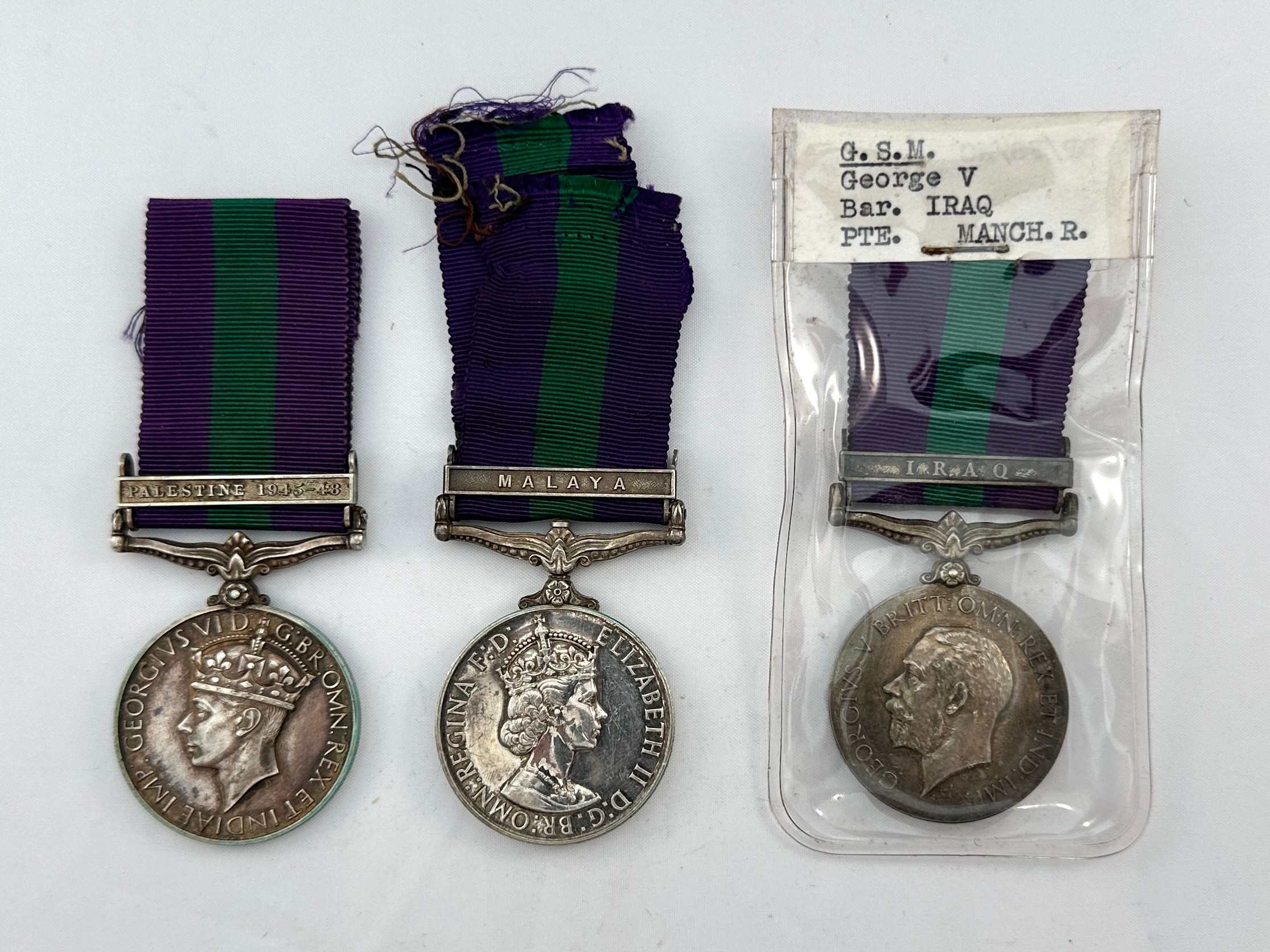 Three various British monarch's General Service Medals 1918-1962, George V with Iraq Clasp to