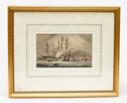 Willian Edward Atkins (British, born circa 1842-1910), ‘HMS Victory calling attention at Spithead,