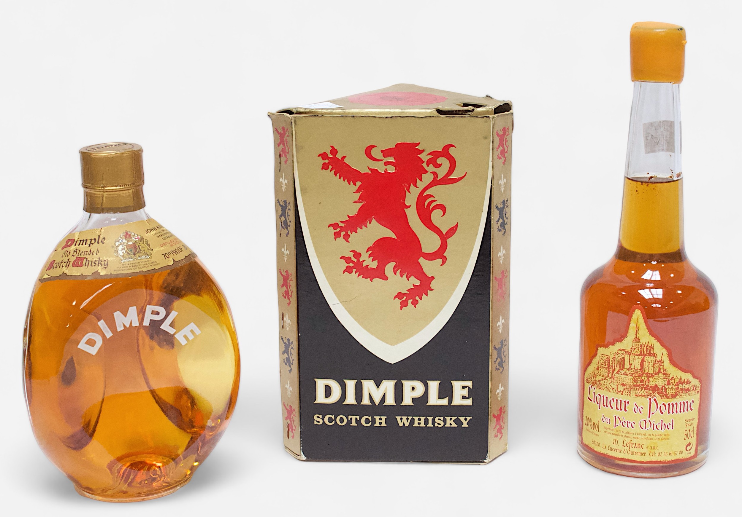 A bottle of John Haig & Co ‘Dimple’ whisky, in original card box, together with a 50cl bottle of