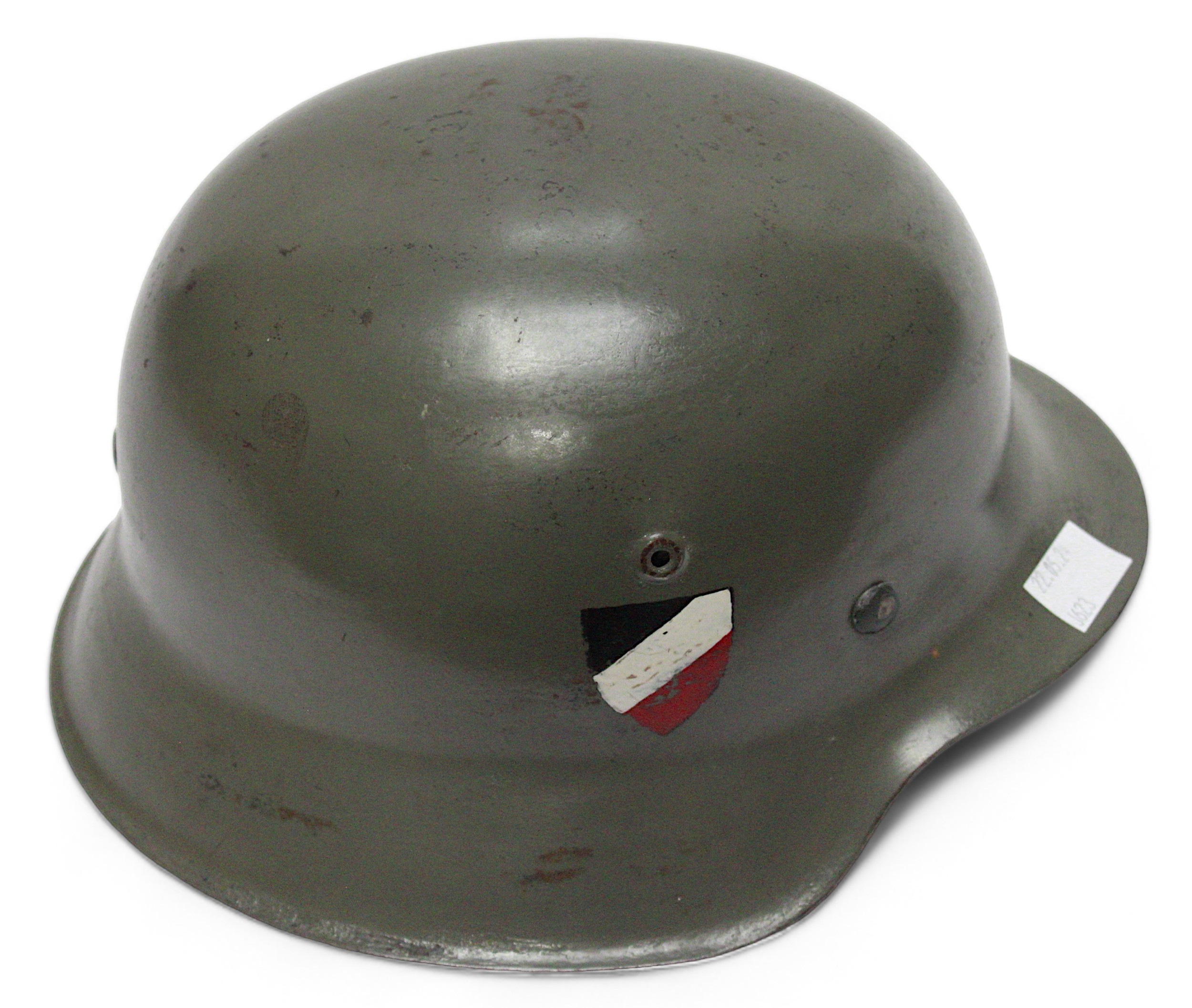 A WW2 German Third Reich M42 helmet, with nine tongue leather liner, stamped numbers inside