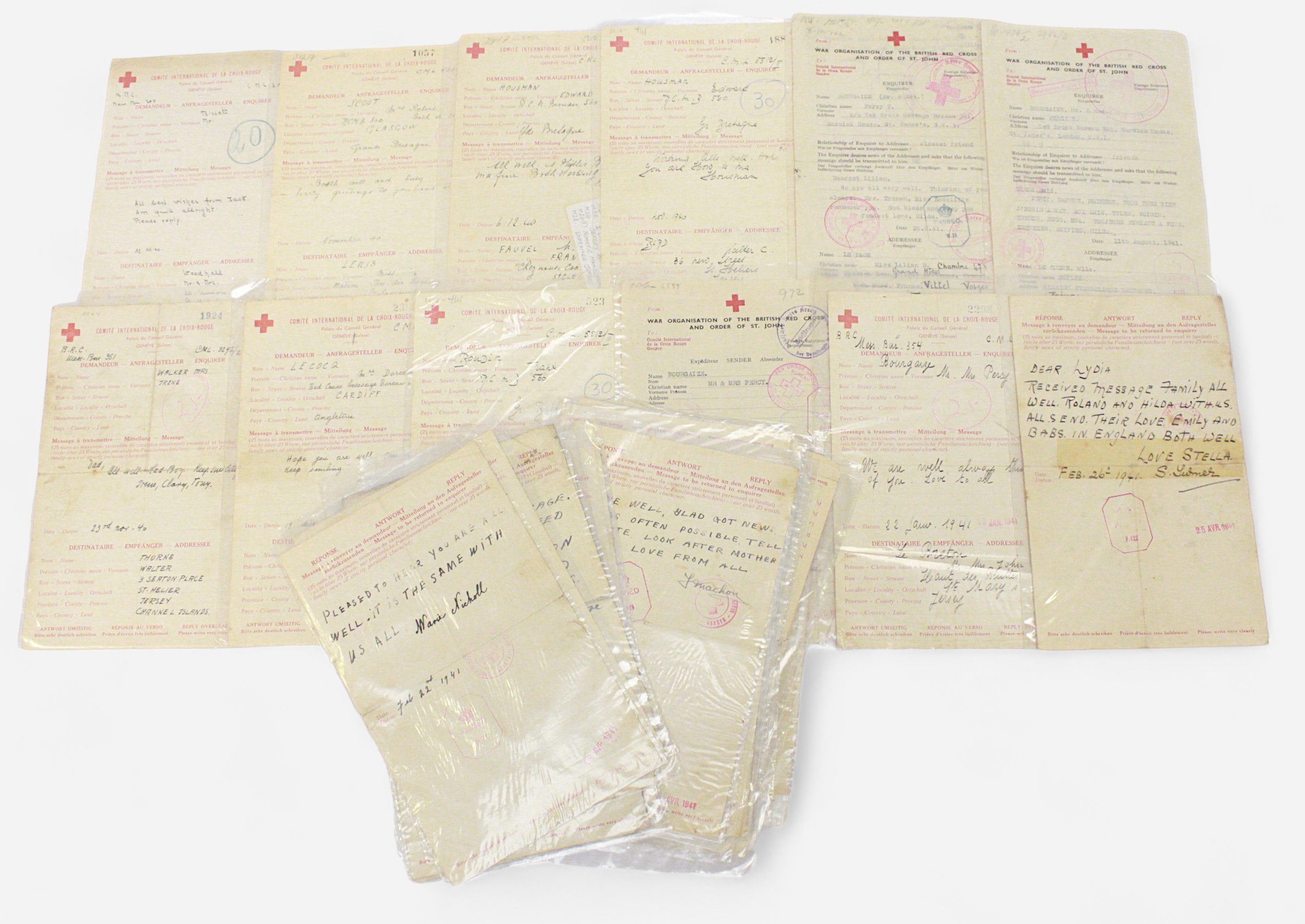 A quantity of official WW2 Red Cross letters from occupied Jersey and Channel Islands, with official - Image 3 of 3