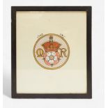 A hand-illuminated monogram of the Mary Rose, Flagship of Henry VIII's Navy. 31x26cm, crest 14cm