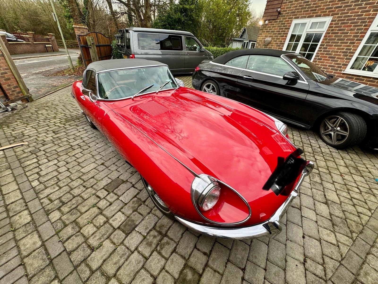 An E-Type Jaguar, Series 2 DOHC, Roadster, Registration No. D(XXX)7H, 4.2L engine, red with vinyl - Image 14 of 14