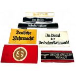 German Third Reich / WWII Interest: Four German Armbands and three Cuff titles