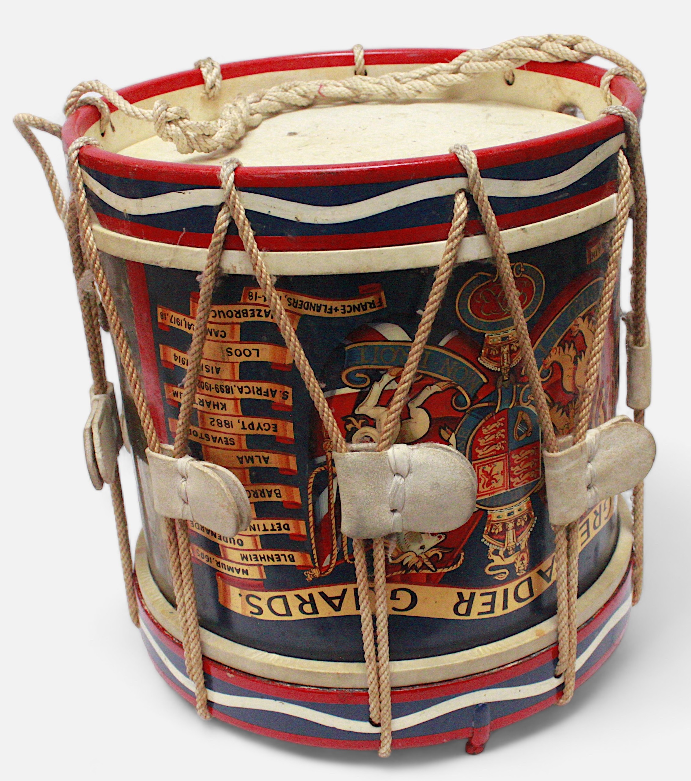 A 20th century Regimental Side Drum for the 1st Battalion Grenadier Guards and painted with Royal