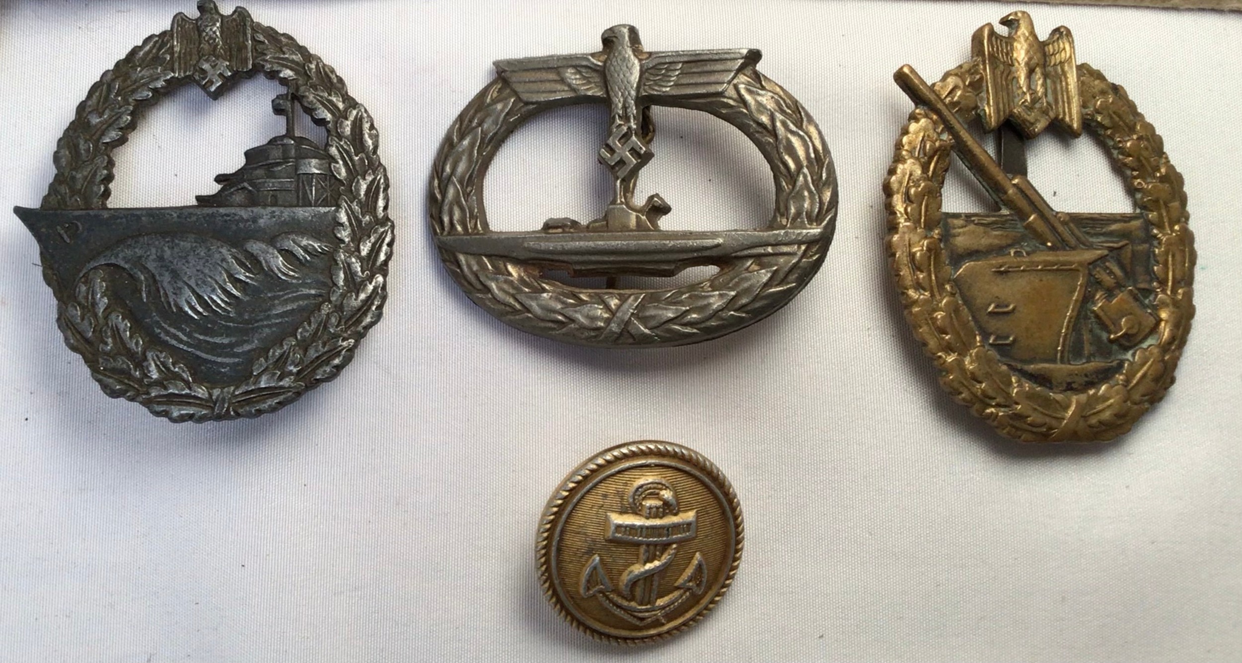 Three WWII German Kriegsmarine military badges, comprising Destroyer Badge, U-boat War Badge, and - Image 2 of 2