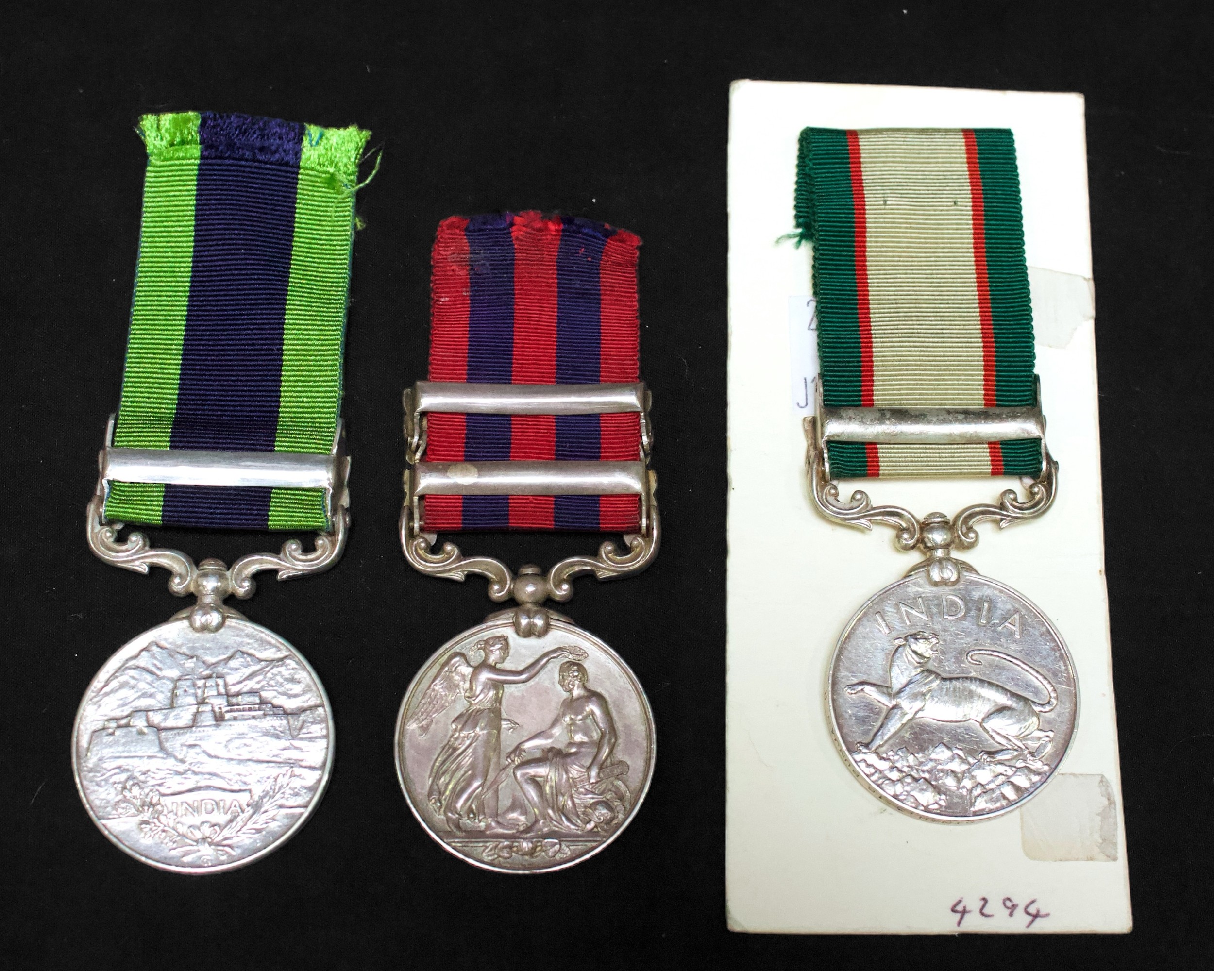 Three various India General Service medals, comprising Queen Victoria 1854 IGSM with Burma 1885-7 - Image 2 of 2