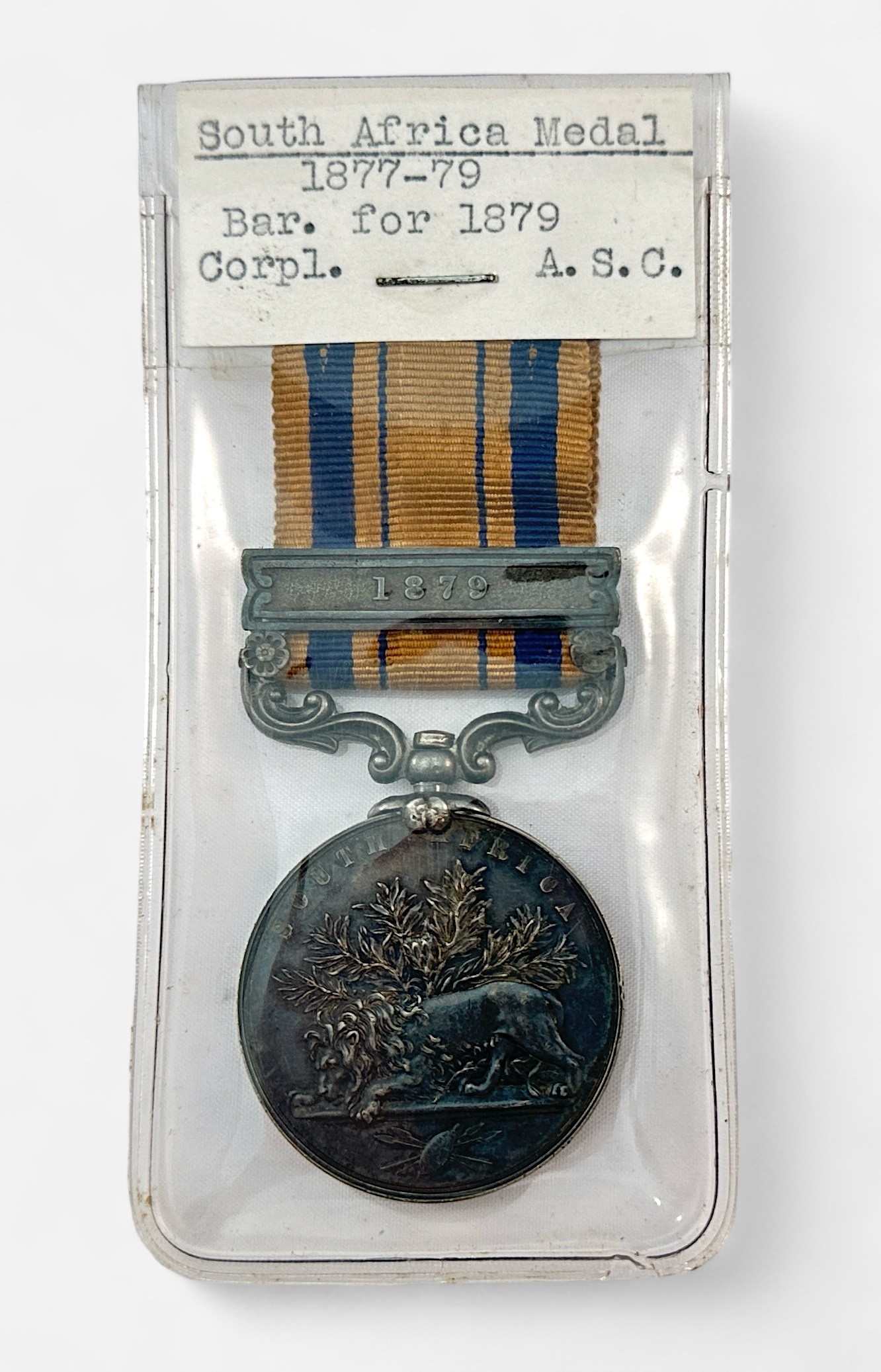 A Queen Victoria South Africa Medal with 1879 Clasp, named to '2402: Cor G. Salmond A.S.C.' ( - Image 2 of 4
