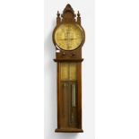 An early 20th century Admiral Fitzroy oak cased improved barometer, with main dial, mercury column