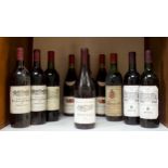 Ten bottles of assorted vintage red wine including a 2016 vintage Domaine de Saburin Brouilly, two