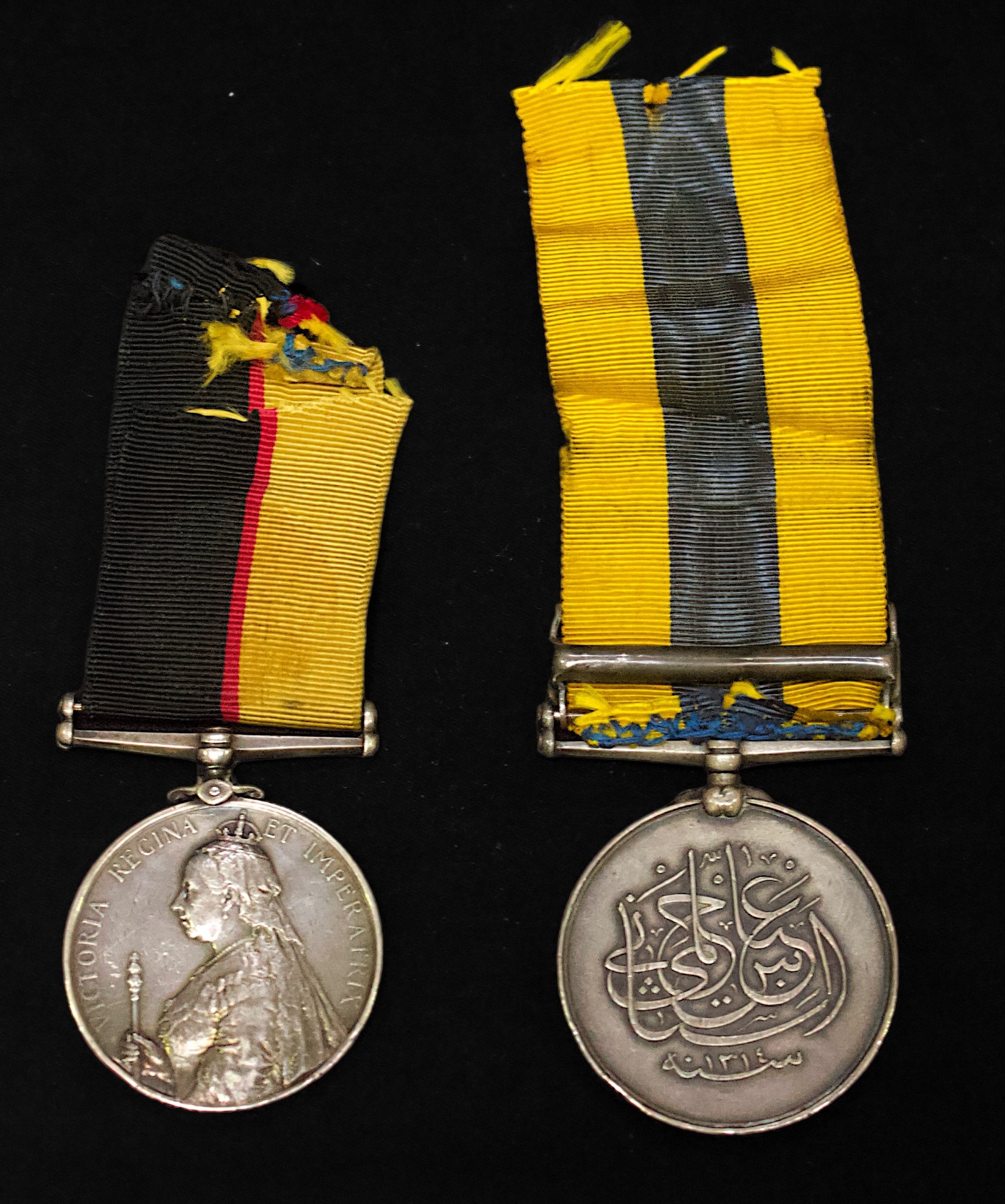 A Queen's Sudan 'Wound' Pair of Queen's Sudan Medal 1899 and Khedive's Sudan Medal with Khartoum