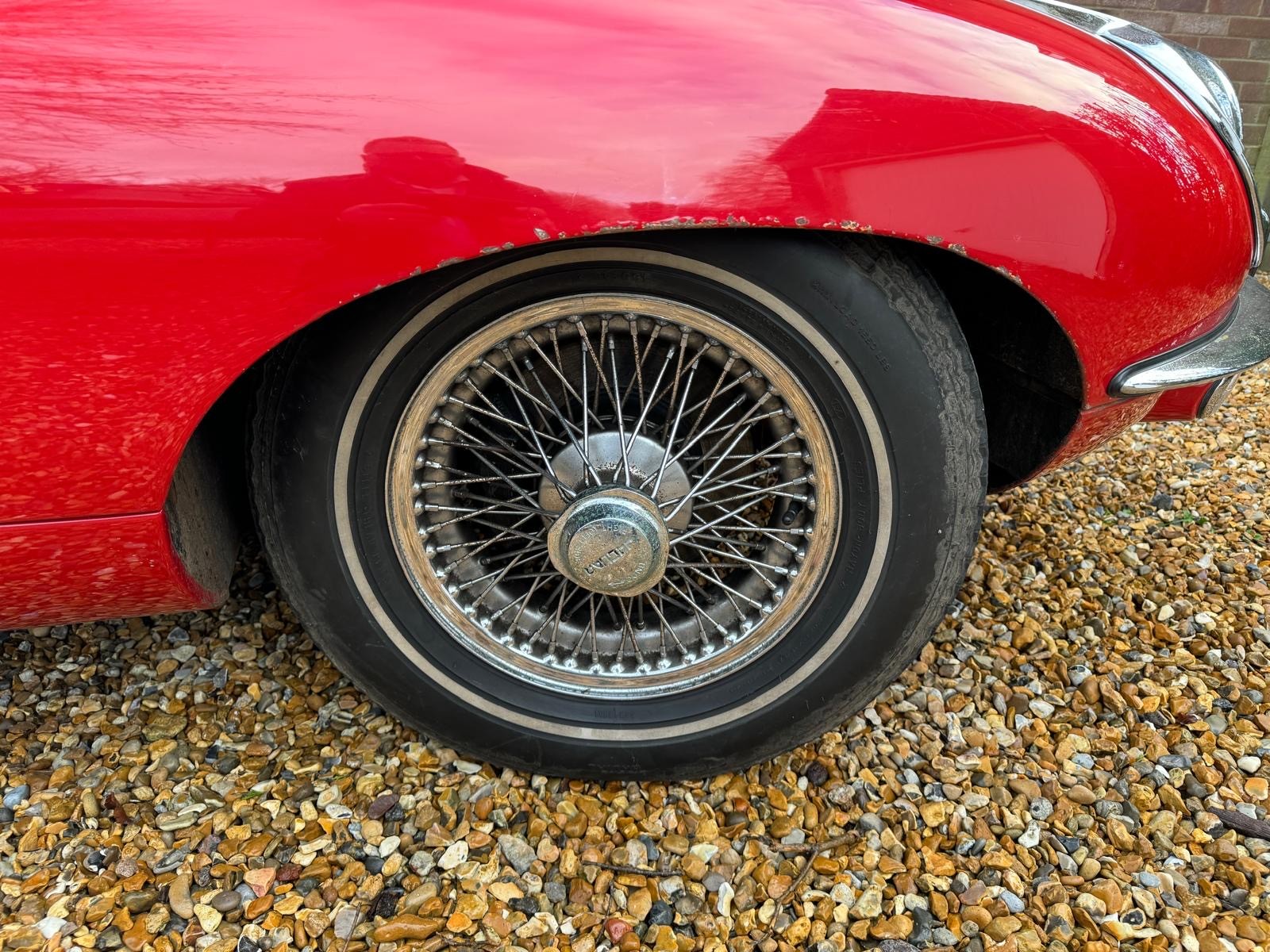 An E-Type Jaguar, Series 2 DOHC, Roadster, Registration No. D(XXX)7H, 4.2L engine, red with vinyl - Image 11 of 14